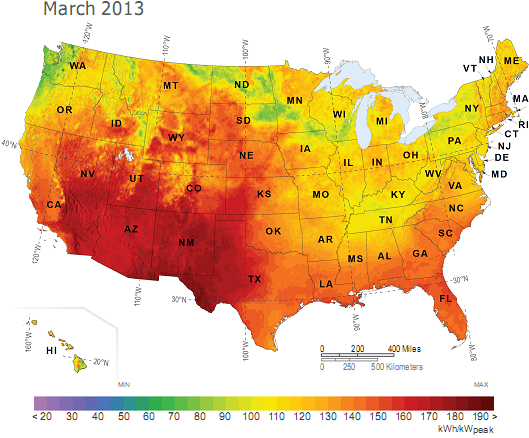 March 2013 Solar Power Map