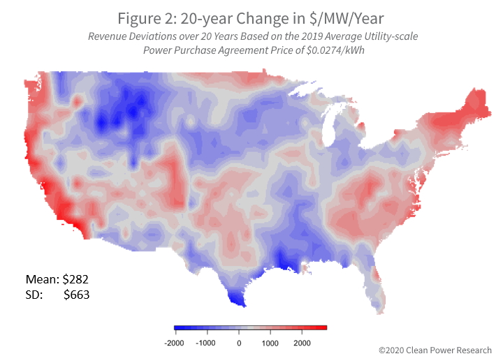 Variation de l'insolation dans une grille de 10 km - Désert de l'Arizona