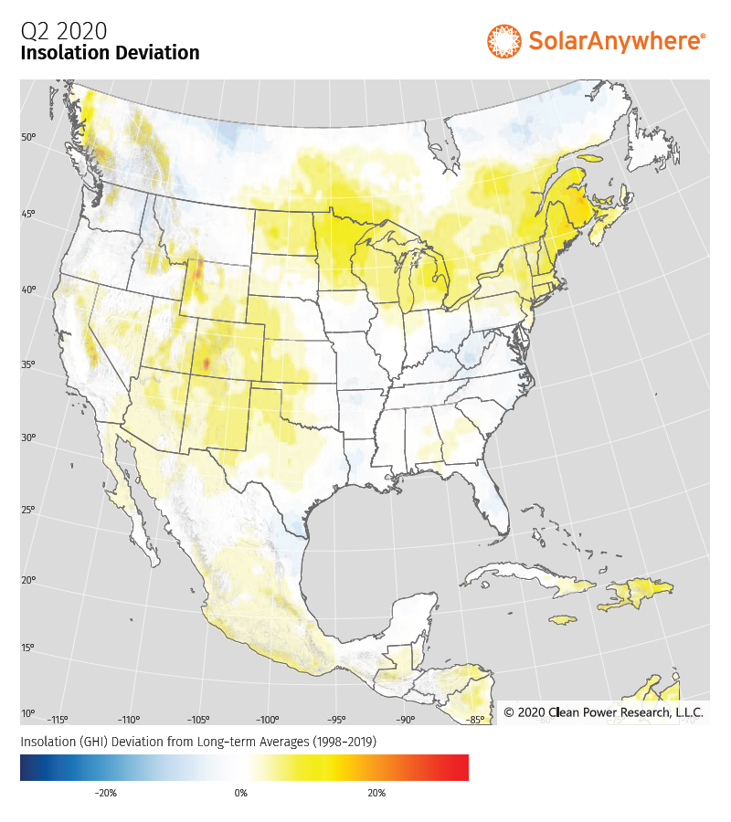 Variation de l'insolation dans une grille de 10 km - Désert de l'Arizona