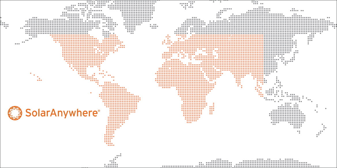 SolarAnywhere Coverage Map Including Africa and West Asia