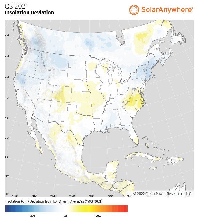 Variation de l'insolation dans une grille de 10 km - Désert de l'Arizona