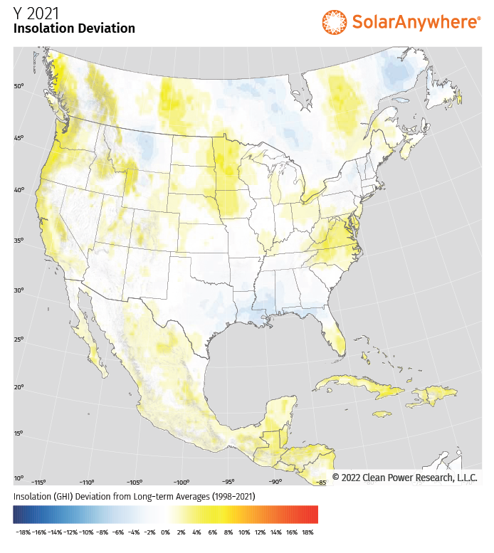 Variation de l'insolation dans une grille de 10 km - Désert de l'Arizona