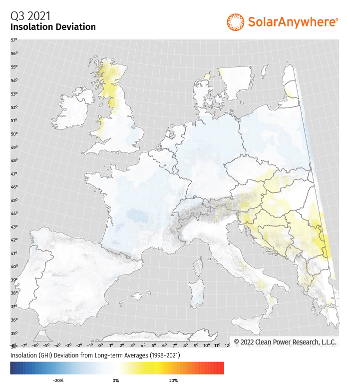 Variation de l'insolation dans une grille de 10 km - Désert de l'Arizona