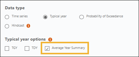 Figure 2. Selecting the Average Year Summary Option on the SolarAnywhere Data Website